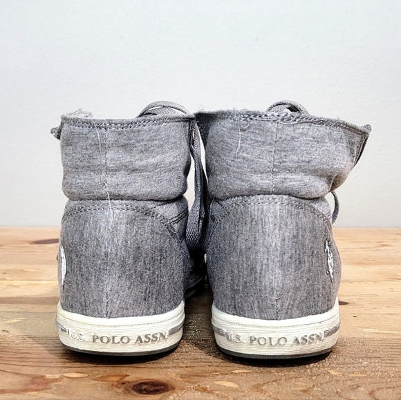 US Polo Assn Gray High Top Sneakers Women's Zip Side Skate Shoes Size 8 - Picture 3 of 11